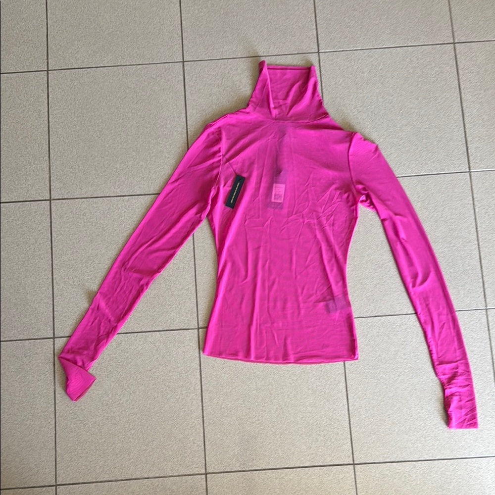 Pink Long Sleeve Turtleneck Top